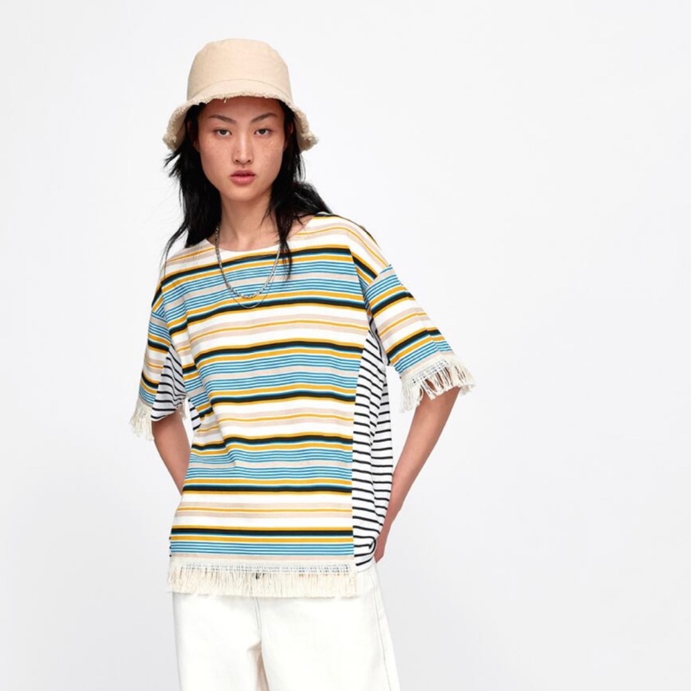 ZARA striped top with fringe